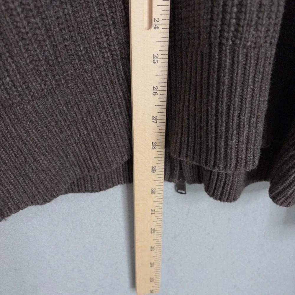 Banana Republic Sweater Men XL Brown Ribbed Full Zip Wool Leather Elbow Patch